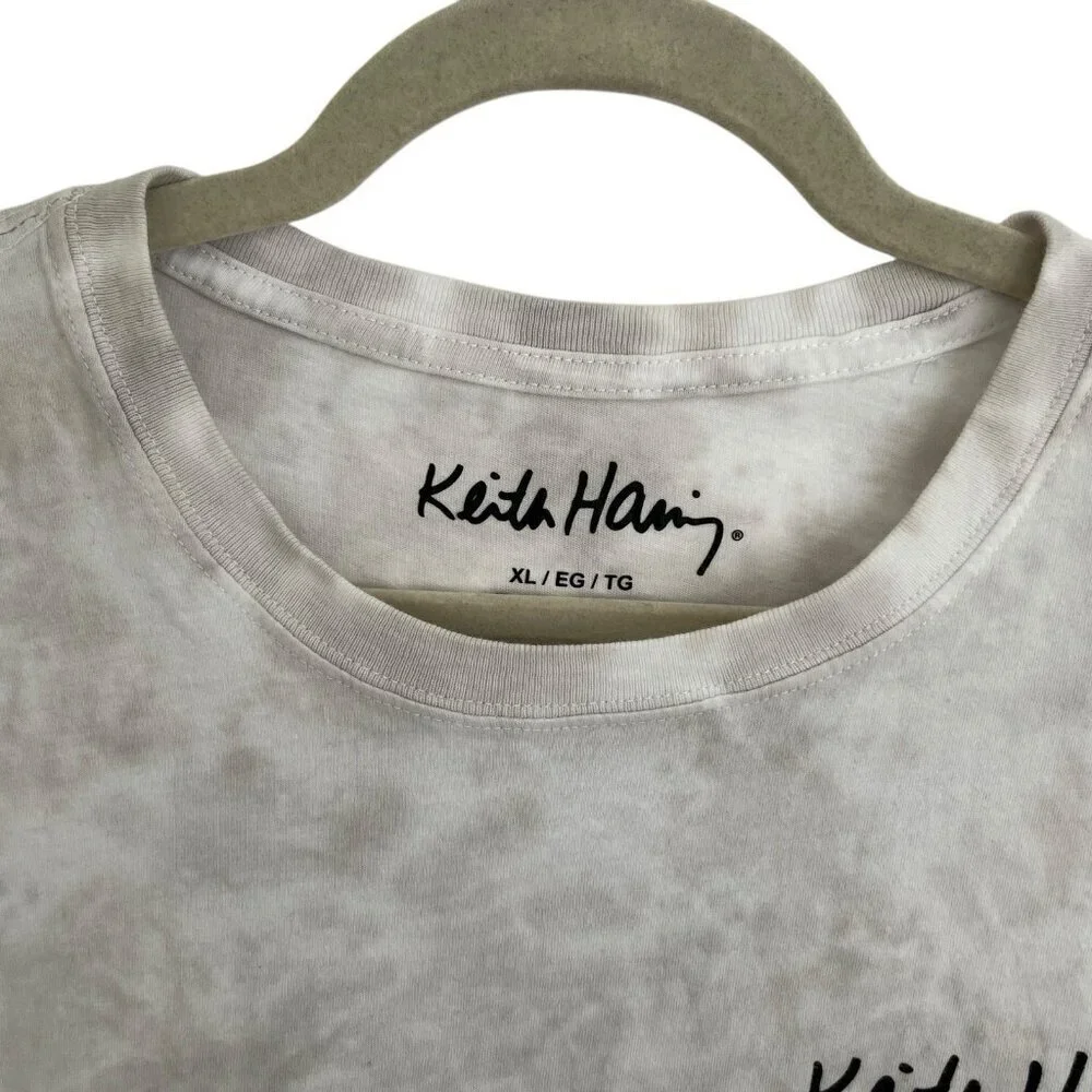 Keith Haring Wind Surf Womens Crop Top Tie-Dye T Shirt XL Repro Pop Art Grafitti - Picture 4 of 8